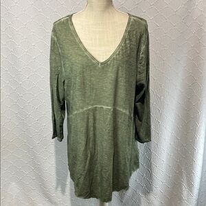 Style & Co. size XL Sage Green V-Neck Tunic stretch casual army green v neck